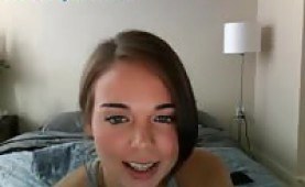 Cute shy teen masturbating behind her webcam